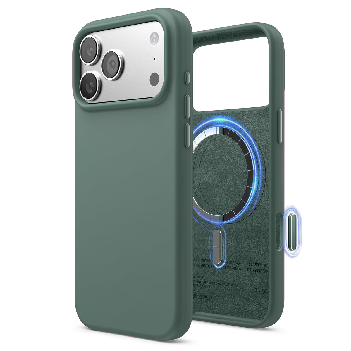 Elago Mag Silicone Case for iPhone 17 Pro Max / iPhone 18 Pro Max - Midnight Green 