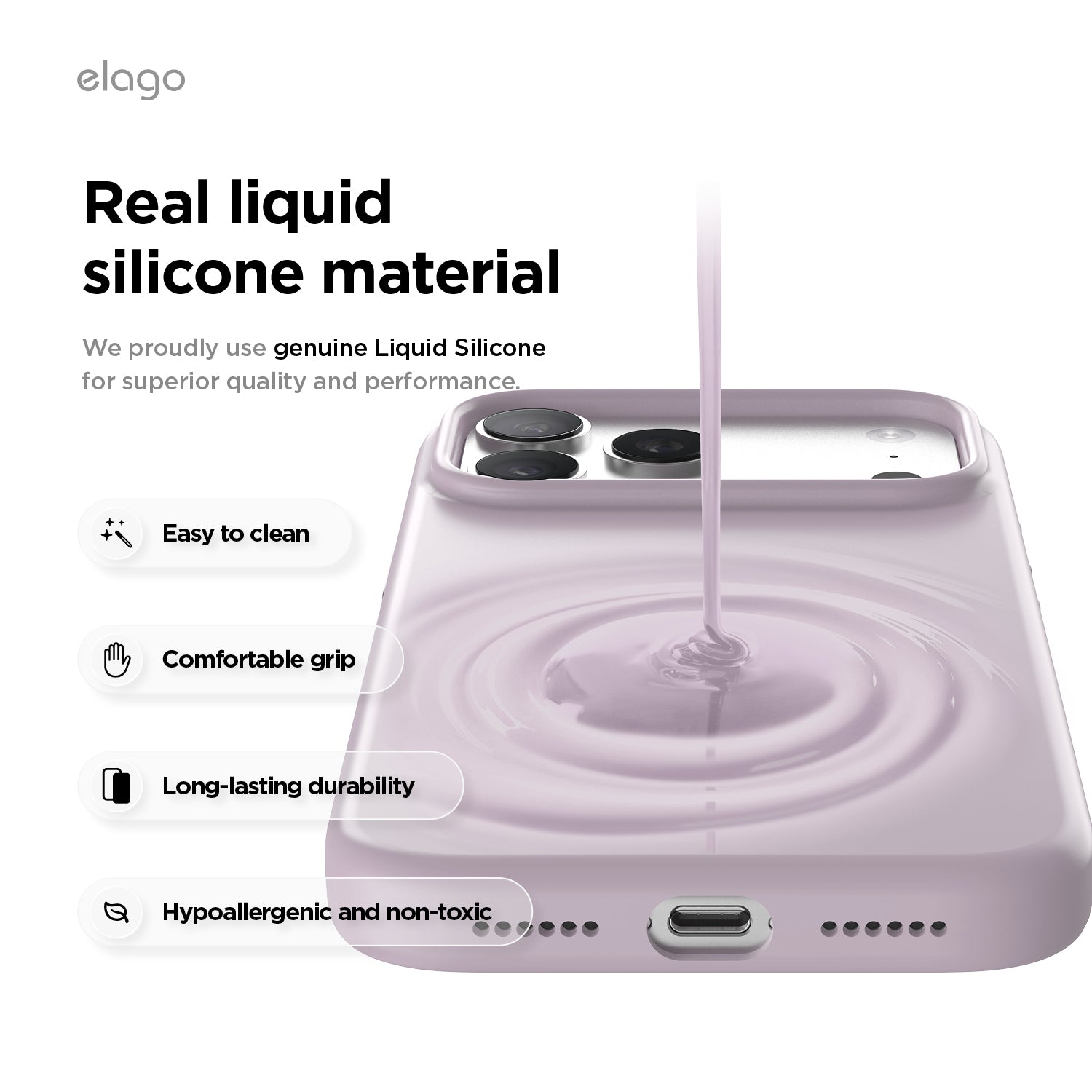 Elago Mag Silicone Case for iPhone 17 Pro Max / iPhone 18 Pro Max - Soft Purple 