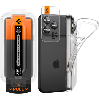 Spigen MagSafe Clear Case With Screen Protector And Lens Protector Transparent Bundle for iPhone 17 Pro Max