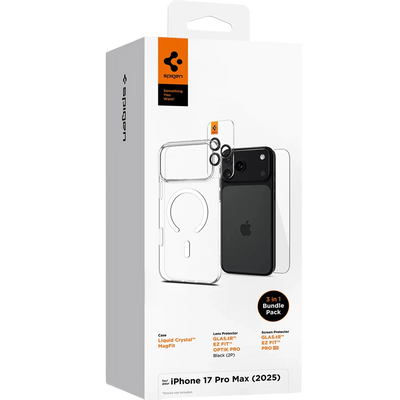 Spigen MagSafe Clear Case With Screen Protector And Lens Protector Transparent Bundle for iPhone 17 Pro Max