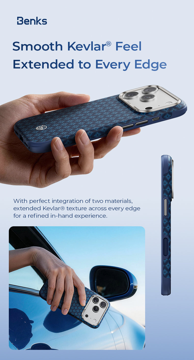 Benks ArmorGrid Edge X9 Case built with Kevlar® for iPhone 18 Pro / 18 Pro Max - Beyond Blue features 