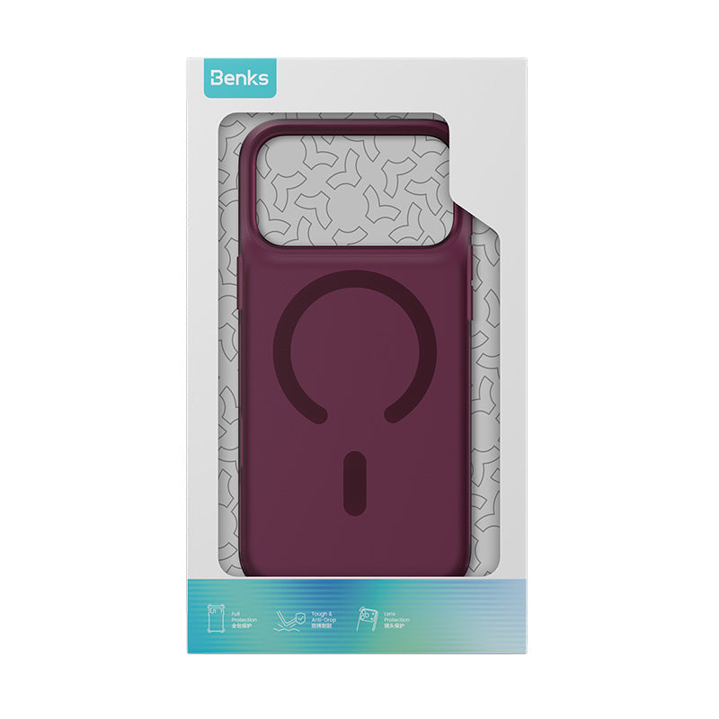 Benks Lucid Armor Phone Case for iPhone 18 Pro & iPhone 17 Series (17 / Pro / Pro Max / Air) - Deep Red retail packaging 
