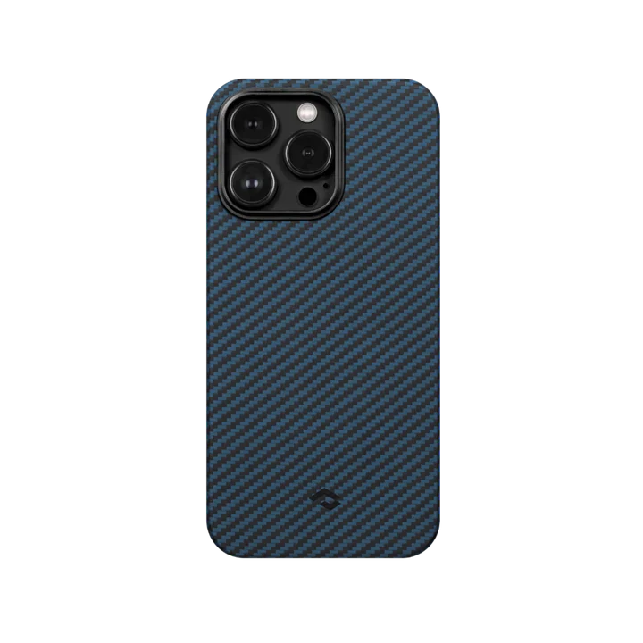 Pitaka iPhone 15 Pro MagEZ Case 4 - 1500D أسود/أزرق (نسيج قطني طويل)