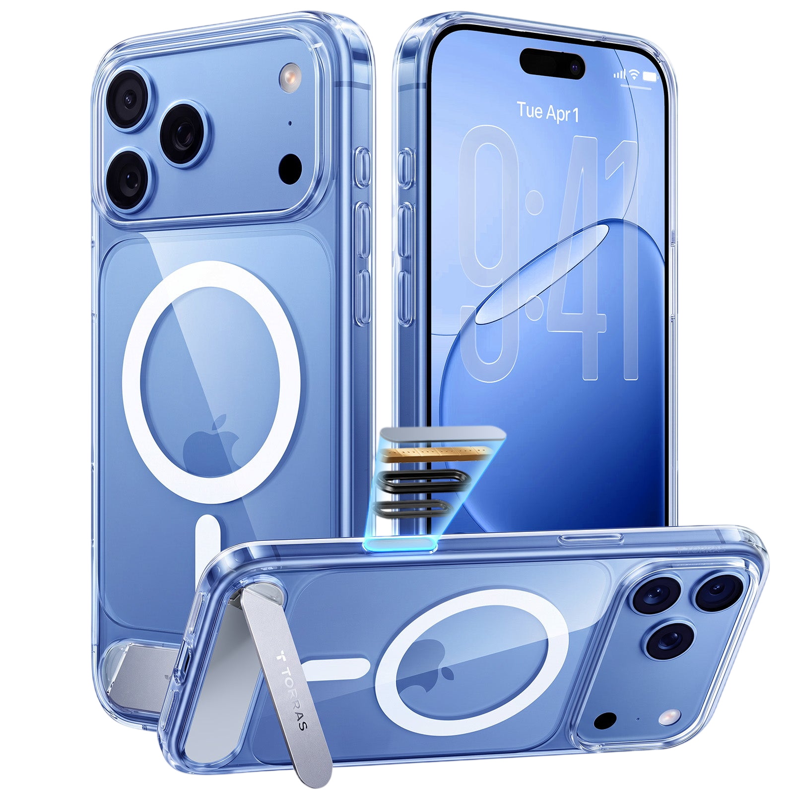 Torras Ostand L1 Case for iPhone 17 Pro Max / iPhone 18 Pro Max - Clear 
