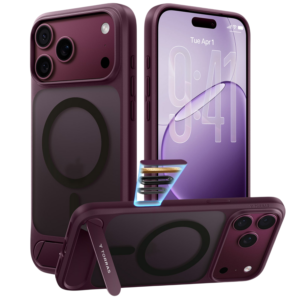 Torras Ostand L1 Case for iPhone 17 Pro Max / iPhone 18 Pro Max - Purple 
