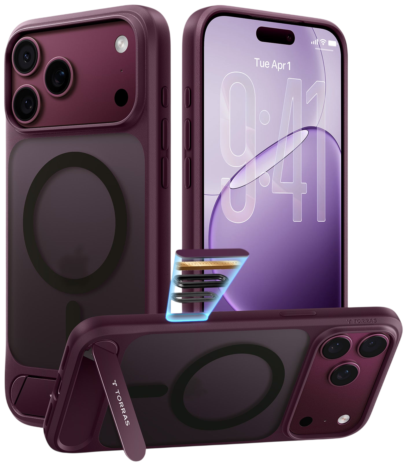 Torras Ostand L1 Case for iPhone 17 Pro Max / iPhone 18 Pro Max - Purple 