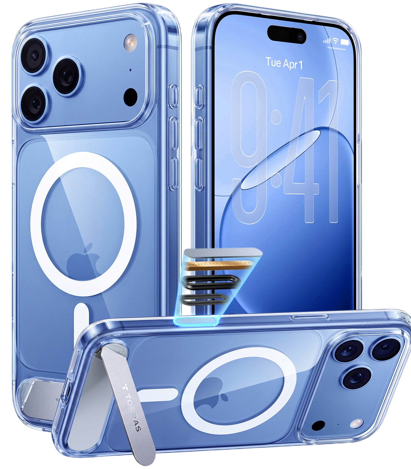 Torras Ostand L1 Case for iPhone 17 Pro Max / iPhone 18 Pro Max - Clear 