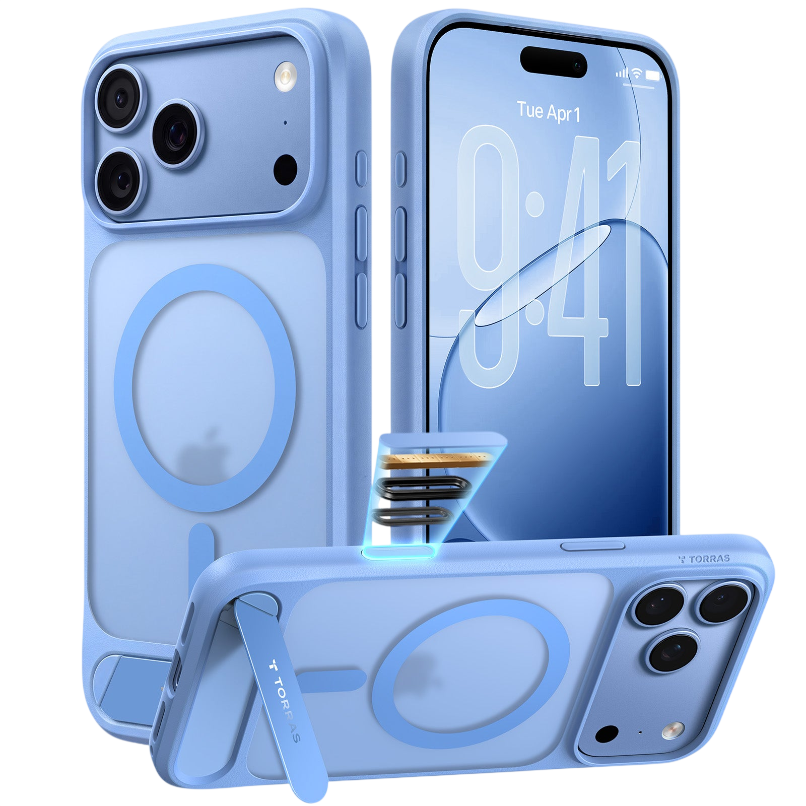 Torras Ostand L1 Case for iPhone 17 Pro Max / iPhone 18 Pro Max - Blue 