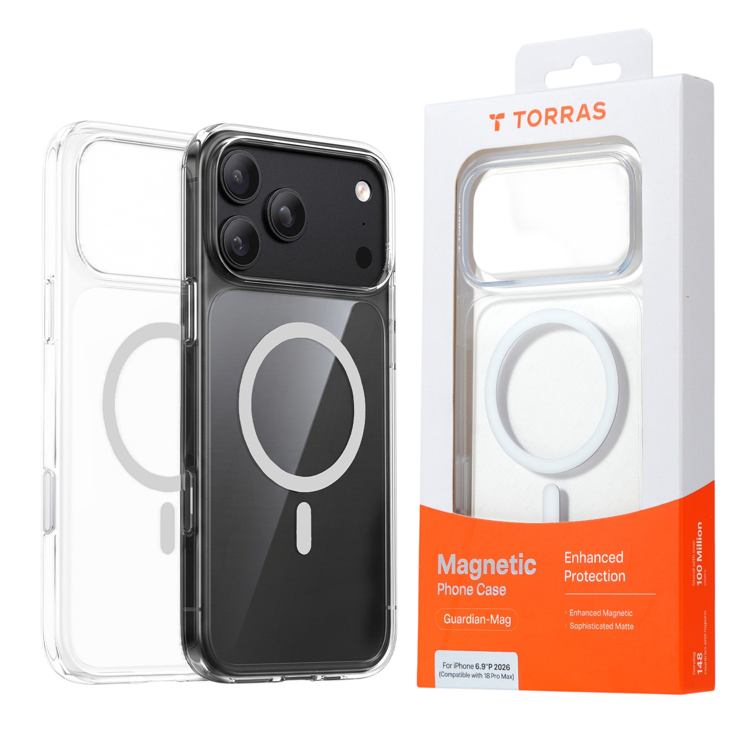 Torras Guardian-Mag Case for iPhone 17 Pro / iPhone 18 Pro - Clear 