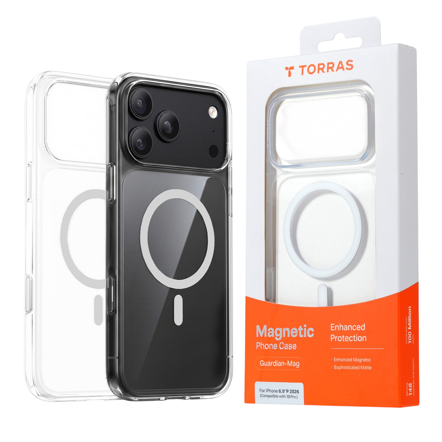 Torras Guardian-Mag Case for iPhone 17 Pro Max / iPhone 18 Pro Max - Clear 