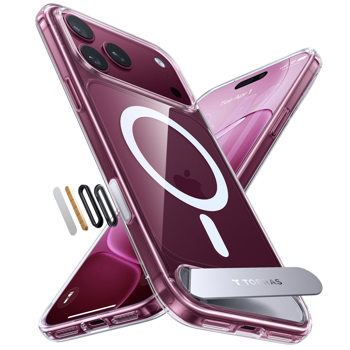 Torras Ostand L1 Case for iPhone 17 Pro / iPhone 18 Pro - Clear 