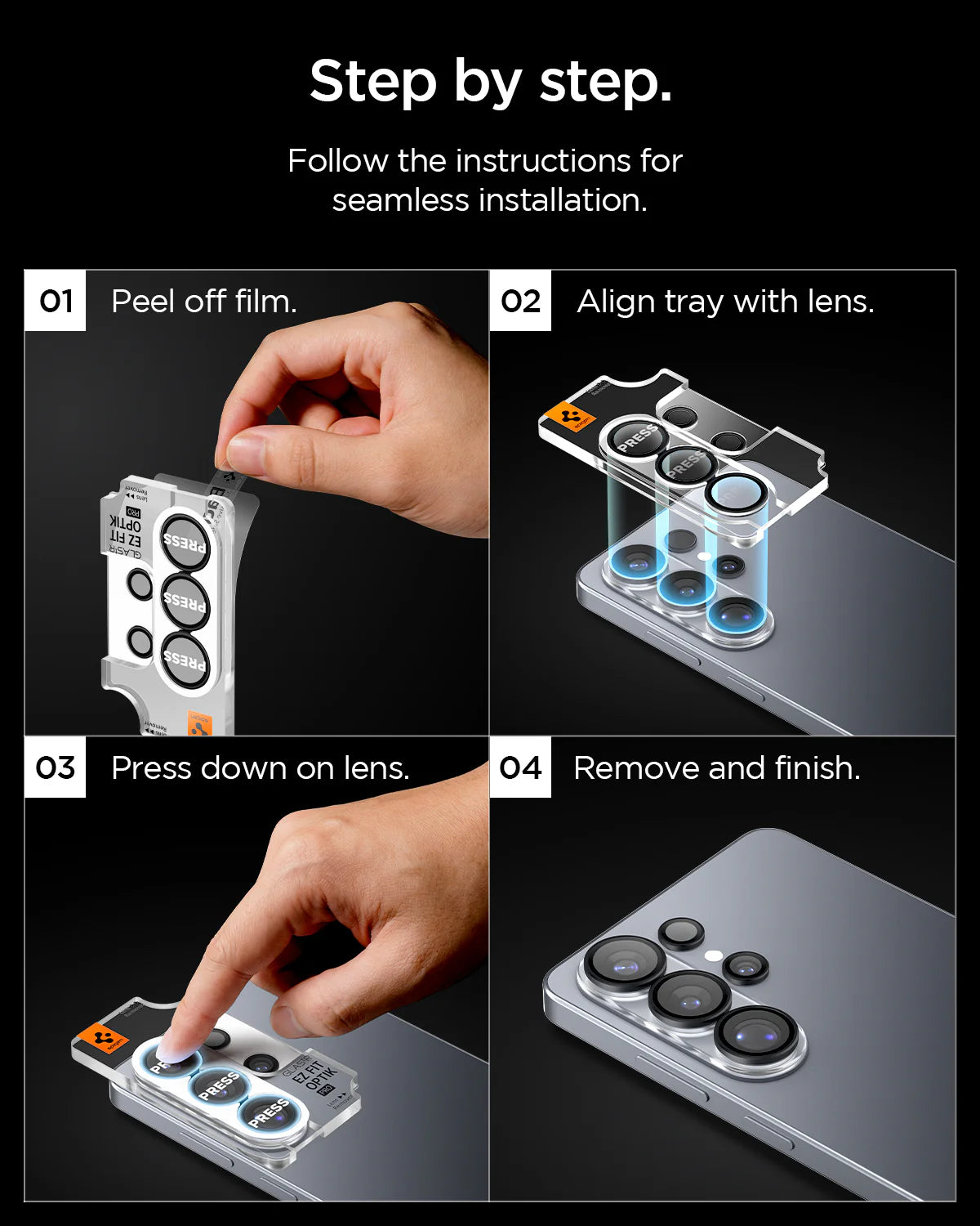 Spigen Glas.tREZFit Optik Black Lens Protector for GalaxyS26 Ultra - 2 Pack