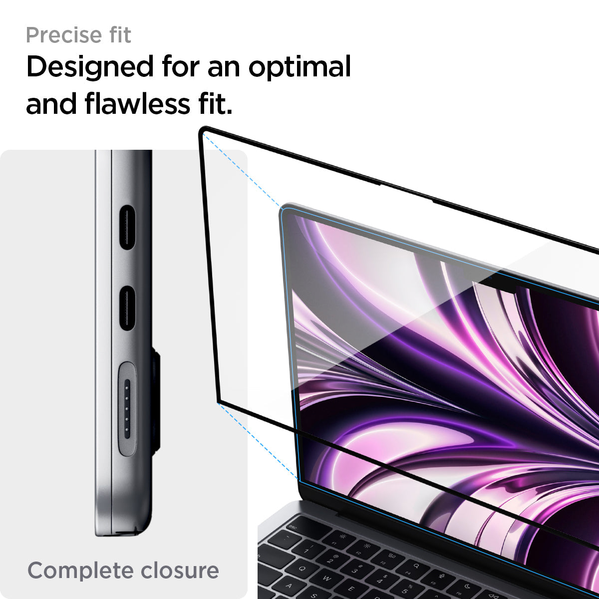 واقي شاشة Spigen GLAS.tR SLIM لجهاز MacBook Air (M4 / M3 / M2)