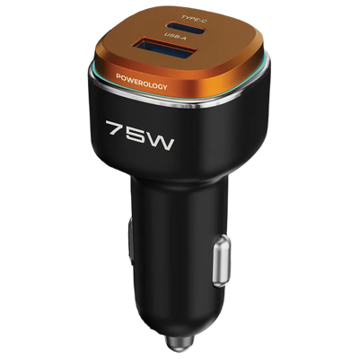 Powerology 75W Dual-Port High-Power Car Charger