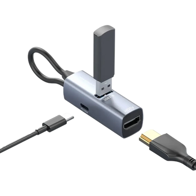 Powerology Aluminum Mini USB-C Hub - Black