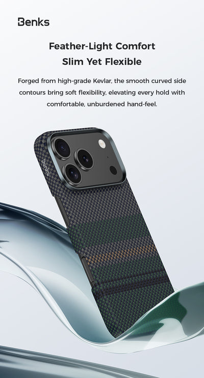 Benks Aurora ArmorAir Case built with Kevlar® for iPhone 17 Pro / Pro Max / Air - features