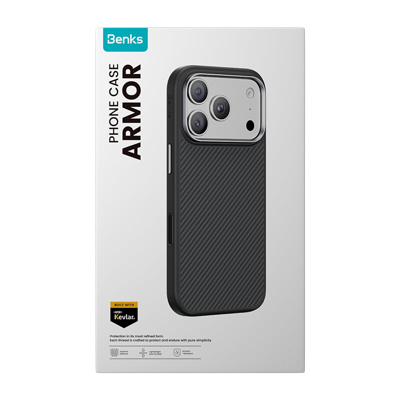 Benks ArmorPro 600D Case built with Kevlar® for iPhone 17 Pro / Pro Max / Air - Retail packaging