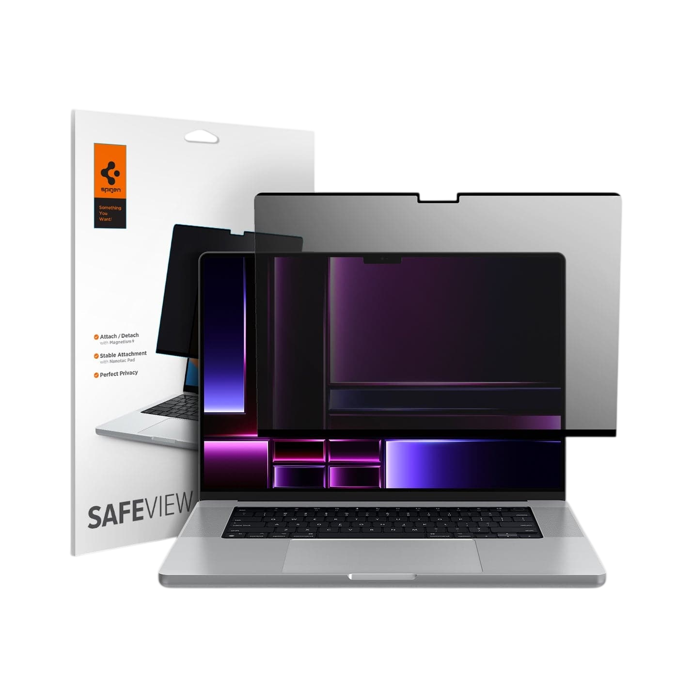 واقي شاشة الخصوصية Spigen Safe View لجهاز MacBook Pro (M5 / M4 / M3 / M2 / M1)