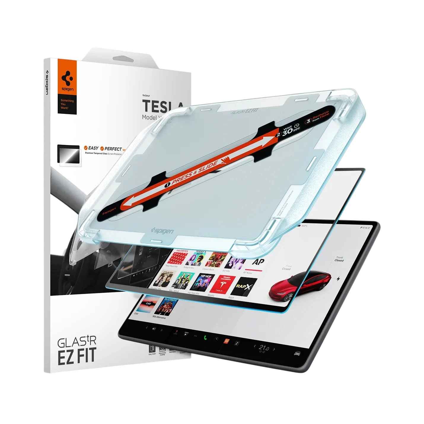 واقي شاشة مضاد للتوهج من زجاج مقسى سبجن تسلا tR رقيق (للشاشة الخلفية) عبوة واحدة - تسلا موديل 3 (2025/2024) - Y (2025)