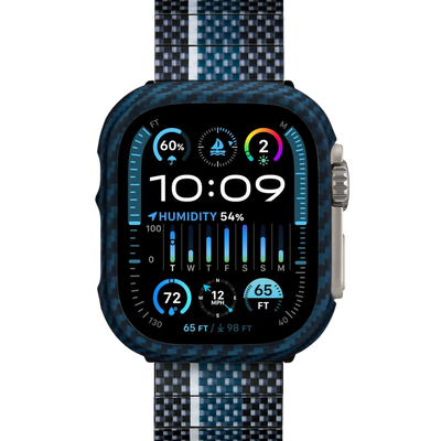 Pitaka Air Case for Apple Watch Ultra 2 / Ultra 1 - Black/Blue (Twill)